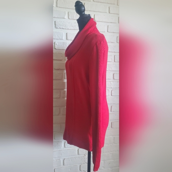 Jones New York Ribbed Knit Cowl Neck Sweater Red Size Large - Picture 6 of 12